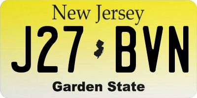 NJ license plate J27BVN