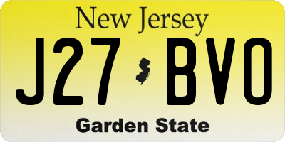 NJ license plate J27BVO