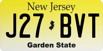 NJ license plate J27BVT