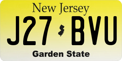 NJ license plate J27BVU