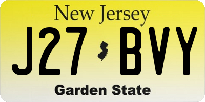 NJ license plate J27BVY