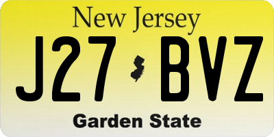 NJ license plate J27BVZ