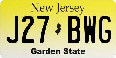 NJ license plate J27BWG
