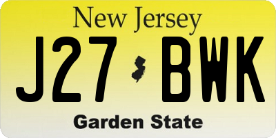 NJ license plate J27BWK