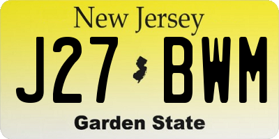 NJ license plate J27BWM