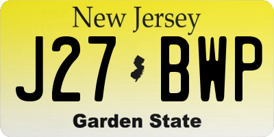 NJ license plate J27BWP