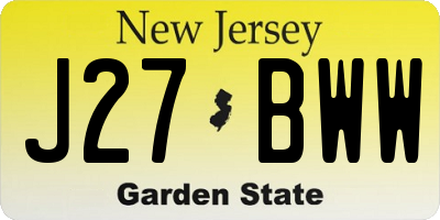 NJ license plate J27BWW