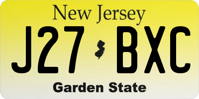 NJ license plate J27BXC
