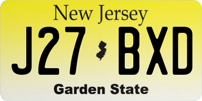 NJ license plate J27BXD
