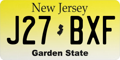 NJ license plate J27BXF