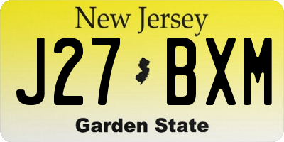 NJ license plate J27BXM