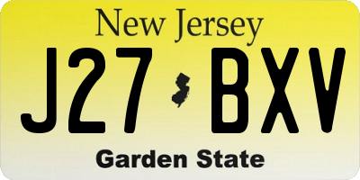 NJ license plate J27BXV