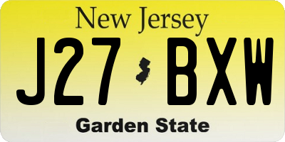 NJ license plate J27BXW
