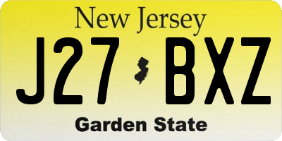 NJ license plate J27BXZ
