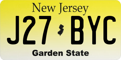 NJ license plate J27BYC
