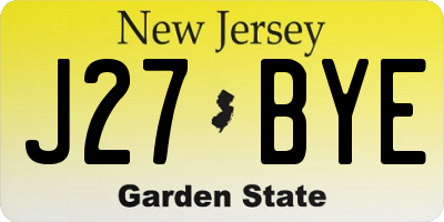 NJ license plate J27BYE