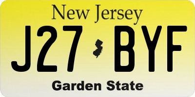 NJ license plate J27BYF
