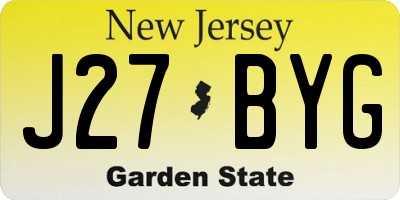 NJ license plate J27BYG
