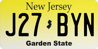 NJ license plate J27BYN