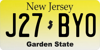 NJ license plate J27BYO
