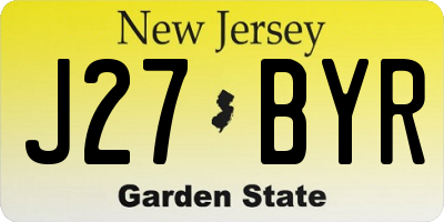 NJ license plate J27BYR
