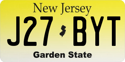 NJ license plate J27BYT