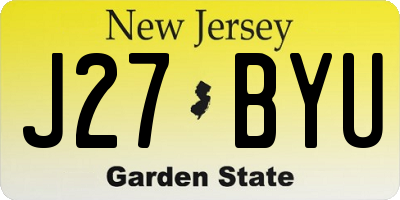 NJ license plate J27BYU