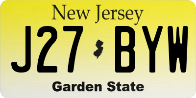 NJ license plate J27BYW