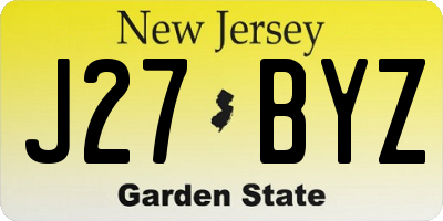 NJ license plate J27BYZ