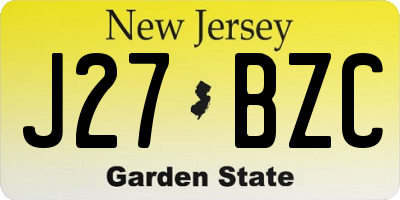 NJ license plate J27BZC