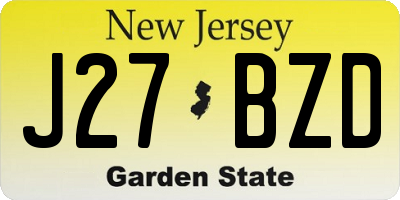 NJ license plate J27BZD