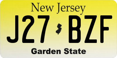 NJ license plate J27BZF