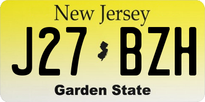 NJ license plate J27BZH