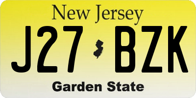 NJ license plate J27BZK