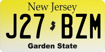 NJ license plate J27BZM