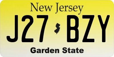 NJ license plate J27BZY