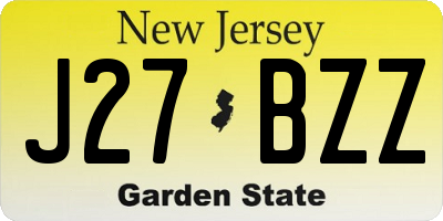 NJ license plate J27BZZ