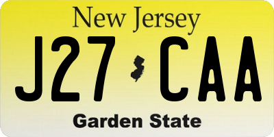 NJ license plate J27CAA