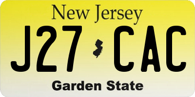 NJ license plate J27CAC
