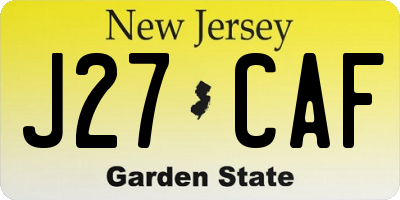 NJ license plate J27CAF