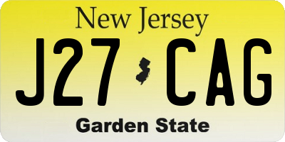 NJ license plate J27CAG