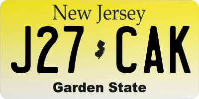 NJ license plate J27CAK