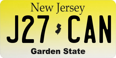 NJ license plate J27CAN