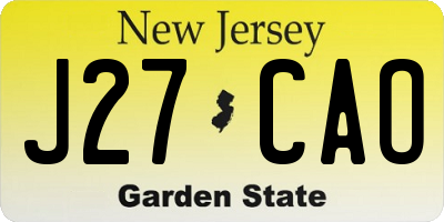 NJ license plate J27CAO