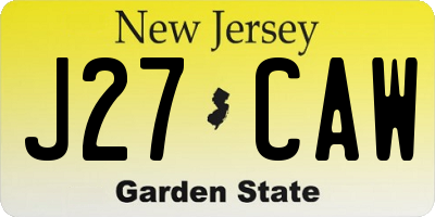 NJ license plate J27CAW