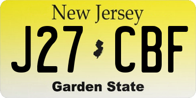NJ license plate J27CBF