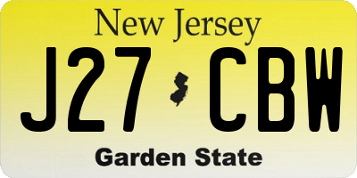 NJ license plate J27CBW