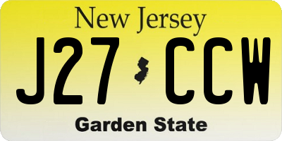 NJ license plate J27CCW