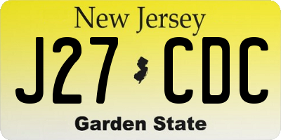 NJ license plate J27CDC