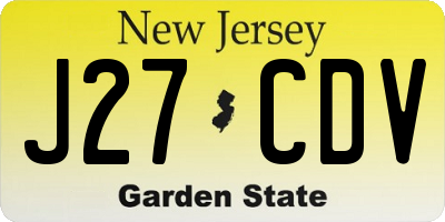 NJ license plate J27CDV